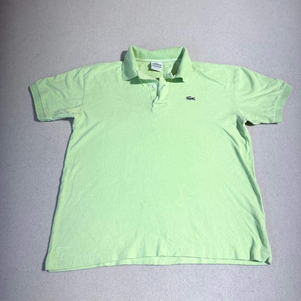 Lacoste Mens Pique Cotton Polo Shirt Lime Green Size 5 Short Sleeve Crocodile